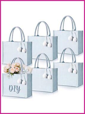6 Pack Canvas Tote Bags DIY Blank Bridesmaid Wedding